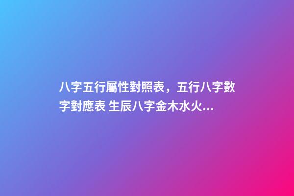 八字五行屬性對照表，五行八字數字對應表 生辰八字金木水火土查詢，金木水火土命查詢表-第1張-觀點-玄機派